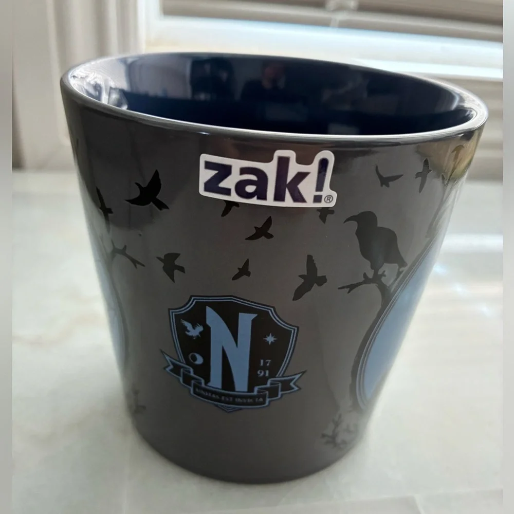 Zak! Wednesday Black and Blue with Silhouette Design 15oz Mug